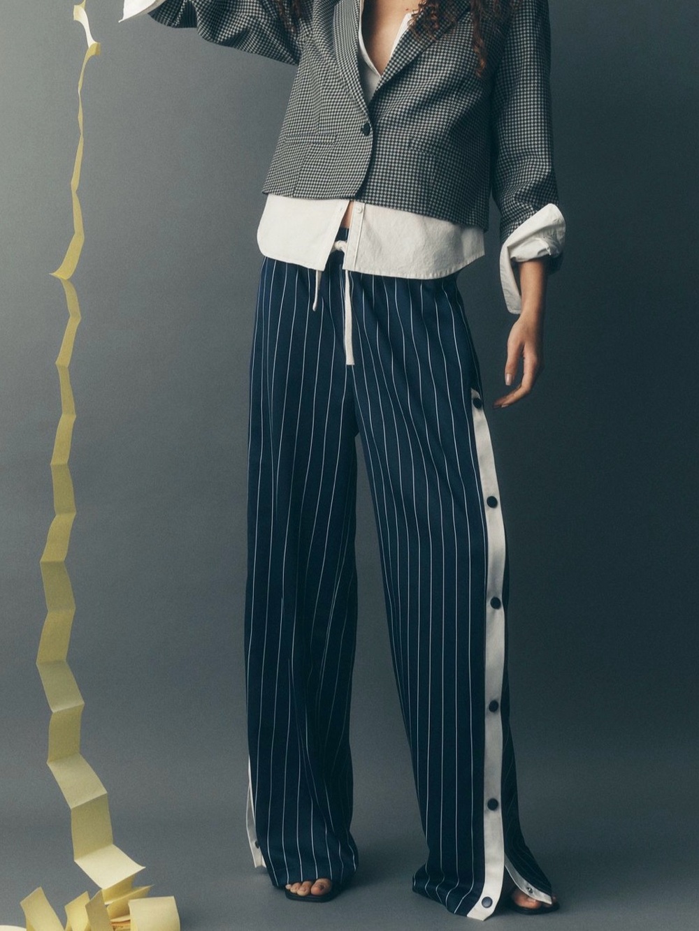 Anthropologie steve madden women's beckham striped side-snap pull-on pants